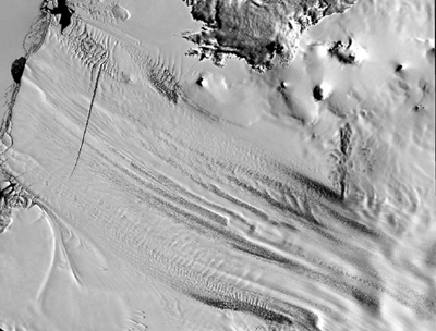 Satellite image of Pine Island Glacier.